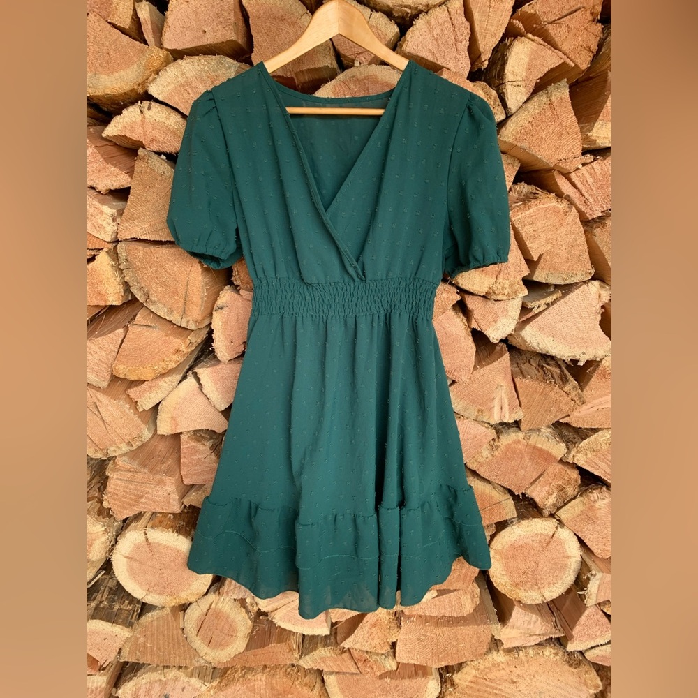 Y2K Women’s Large Prairie Puff Short Sleeve Teal Flowy Dress WhimsyGoth Babydoll